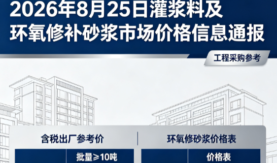 吴中2026年8月25日灌浆料及环氧修补砂浆市场价格信息通报